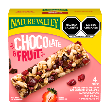 Box of Nature Valley Chocolate Fruit bars Barras Sabor flavor